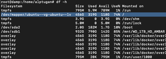 The HDD to be cloned `/dev/mapper/ubuntu--vg-ubuntu--lv`