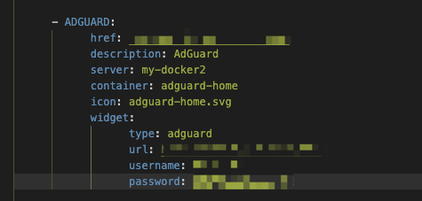 AdGuard setup in `services.yaml` file